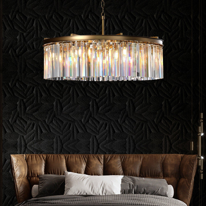 Rhys Round Chandelier 32" ,Crystal Prism