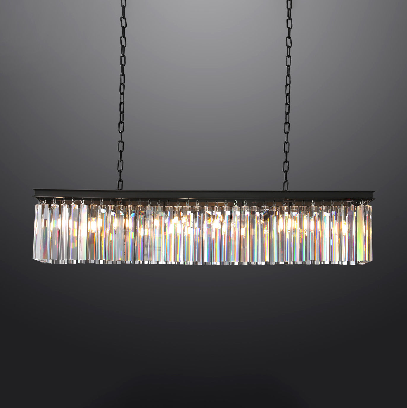 Rhys Rectangular Chandelier 59",Crystal Prism 8-lights