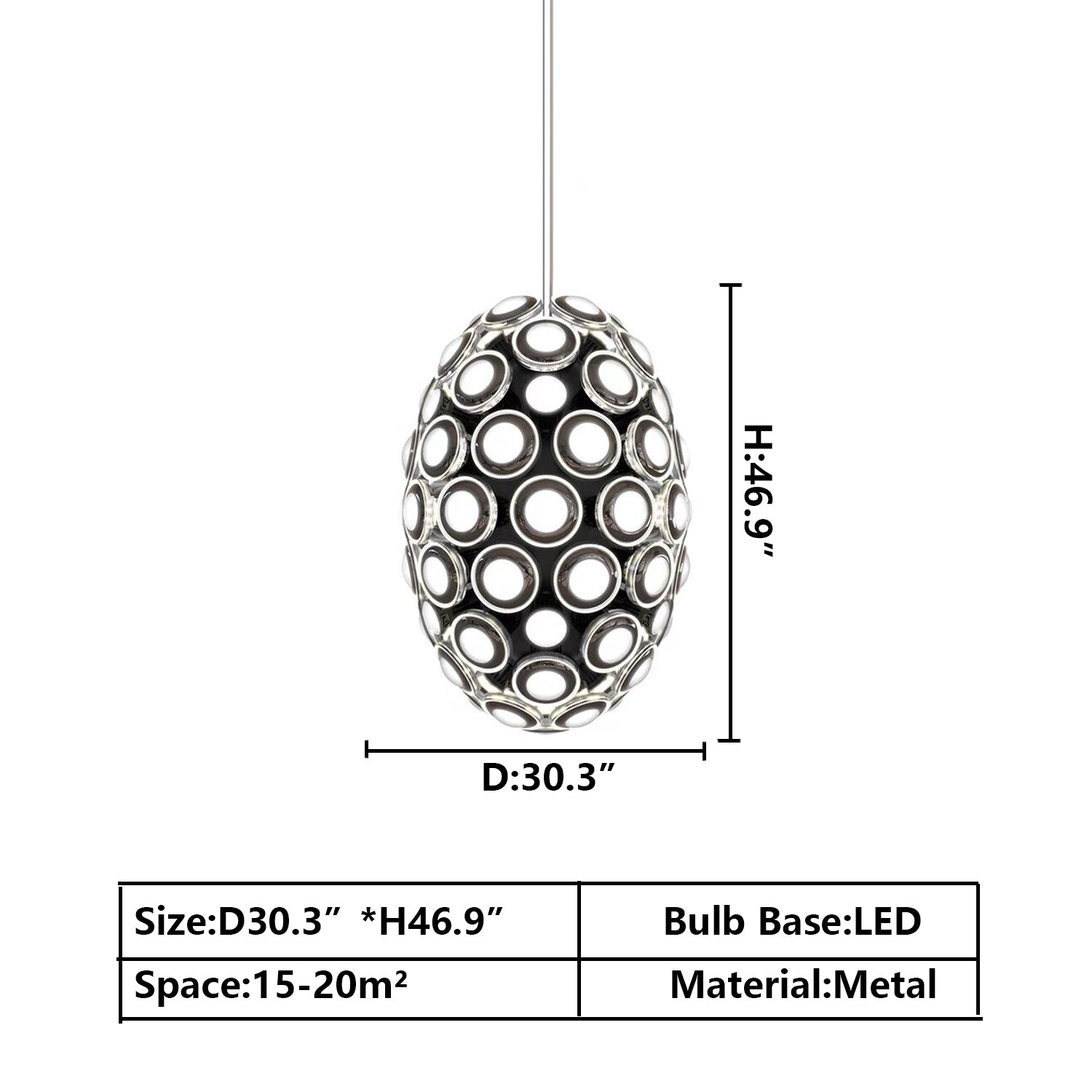 Modern Art Egg-shaped Chandelier Iconic Eyes LED Pendant Light For Dining Room/Living Room-MEET LIGHTING