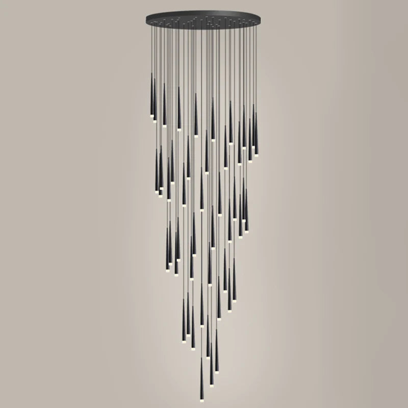 Minimalism Black Metal Ceiling Pendant Lighting Fixture For Staircase in Gold/ Black Finish