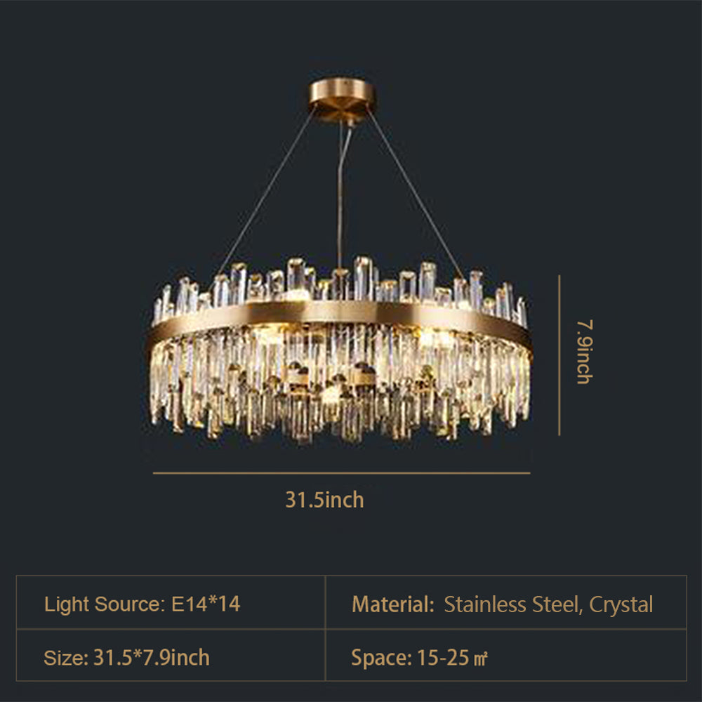 Round Ring Crystal Chandelier Luxury Modern Ceiling Fixtures Light For Living And Dining Room-MEET LIGHTING