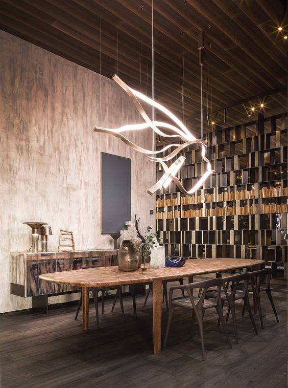 Modern Simple Brass Waving Chandelier for Living/Dining Room/Kitchen Island-MEET LIGHTING