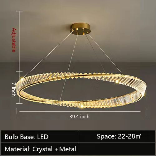 Ring Crystal Chandelier Luxury Living/ Dining Room Ceiling Lamp Bedroom Light-MEET LIGHTING