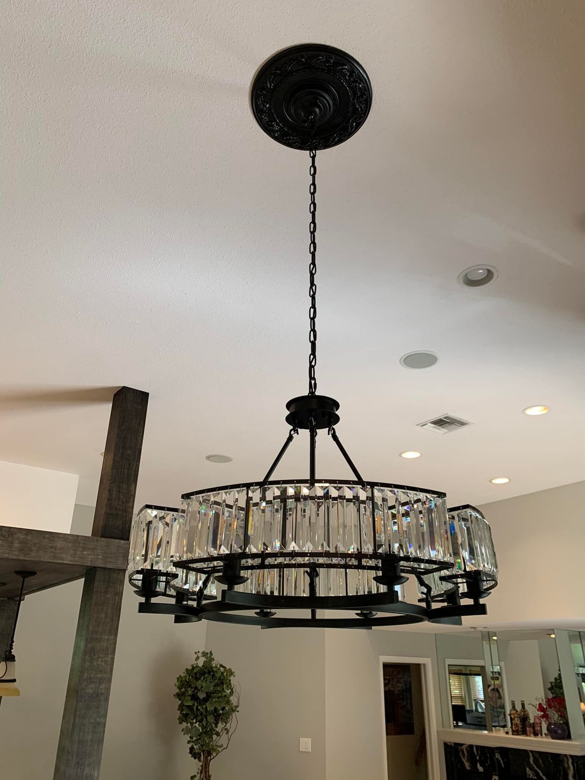 Decorative 6/ 8/ 10/ 12-Light Crystal Ceiling Chandelier Triangular Prism Island Light Fixture Metal Shade for Living Room-MEET LIGHTING