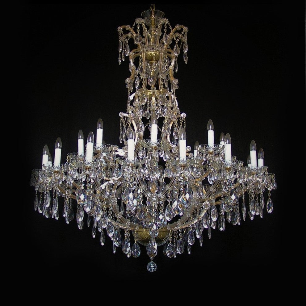 36-flame Teresian crystal chandelier with crystal almonds and designer bobeches