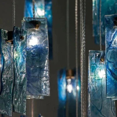 Art Design 1/25/60/84-Light Colorful Rectangle Cluster Glass Tile Pendant/Chandelier-MEET LIGHTING