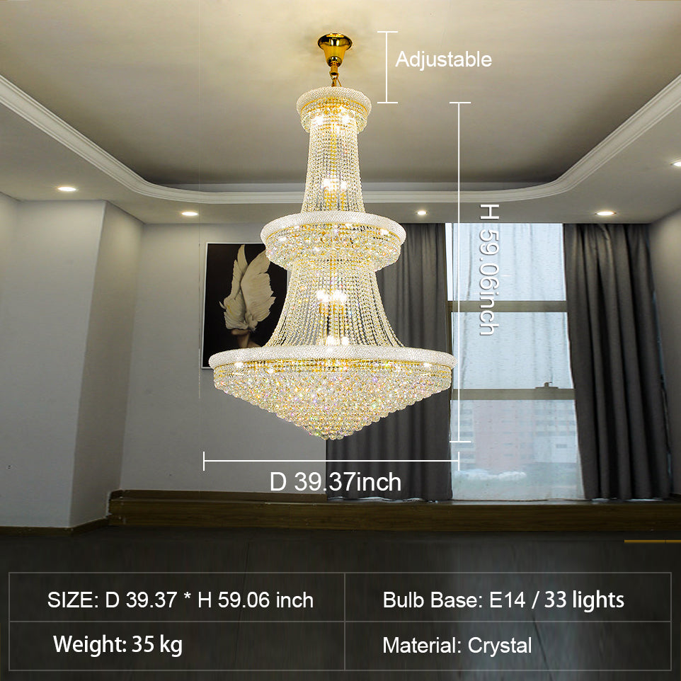 Luxury French Empire Chandelier for Villa Hall Ceiling Three-layers Crystal Light for Hotel Lobby-MEET LIGHTING