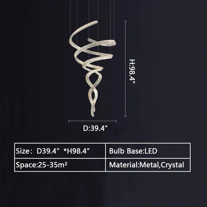 Designer Foyer Living Room Ceiling Light Fixture Stylish Spiral Crystal Chandelier for Hotel Entrance-MEET LIGHTING