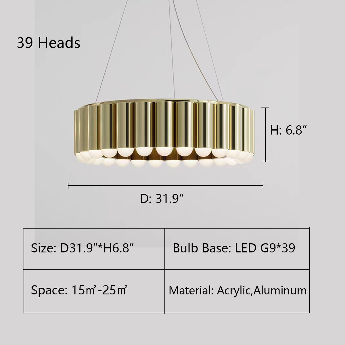 Designer Model Oversized Multi-head Round Chandelier for Living/Dining Room/Bedroom-MEET LIGHTING