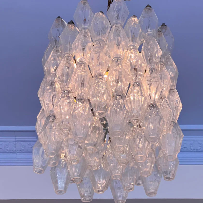 Murano Poliedri Clear Glass Chandelier