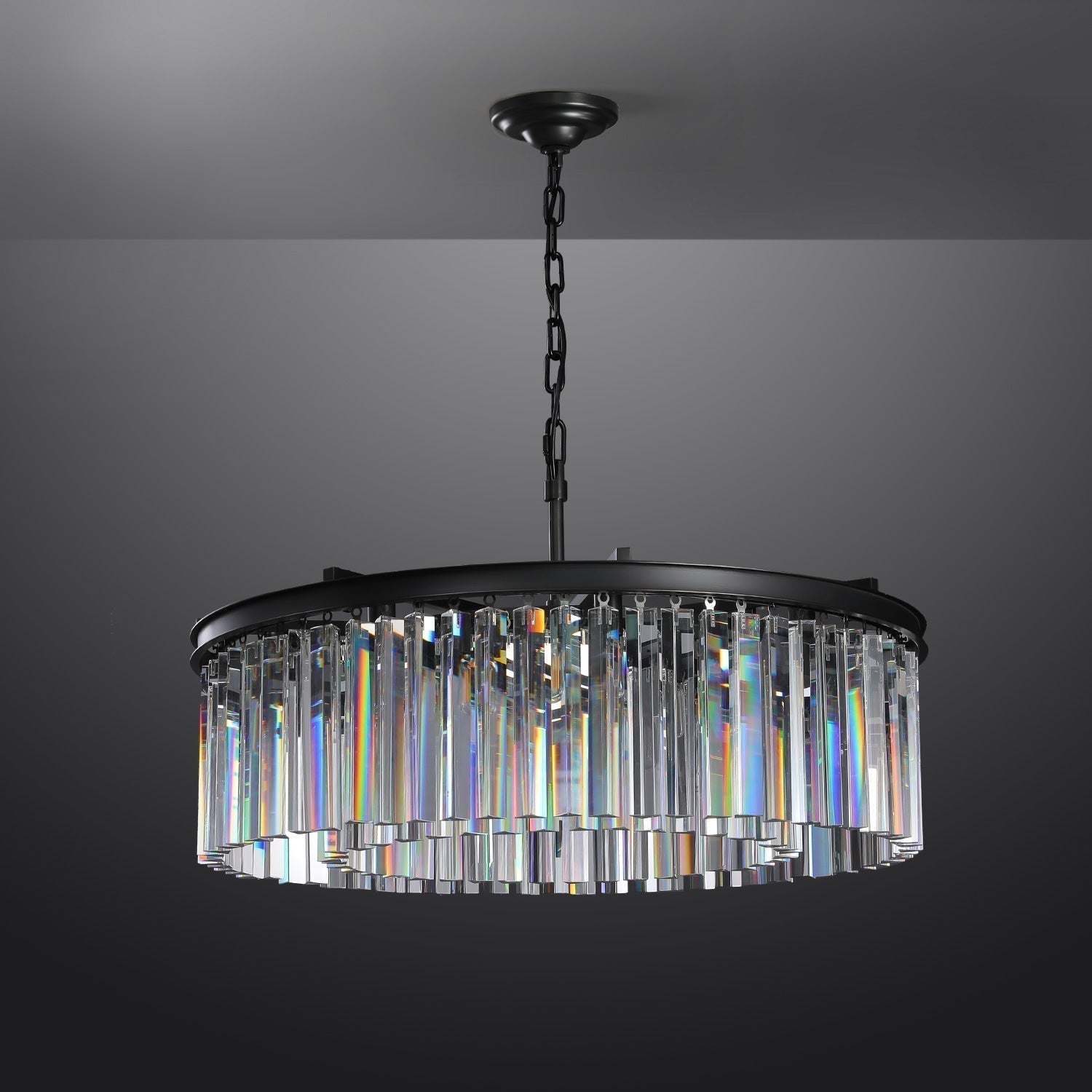 Rhys Round Chandelier 32" ,Crystal Prism