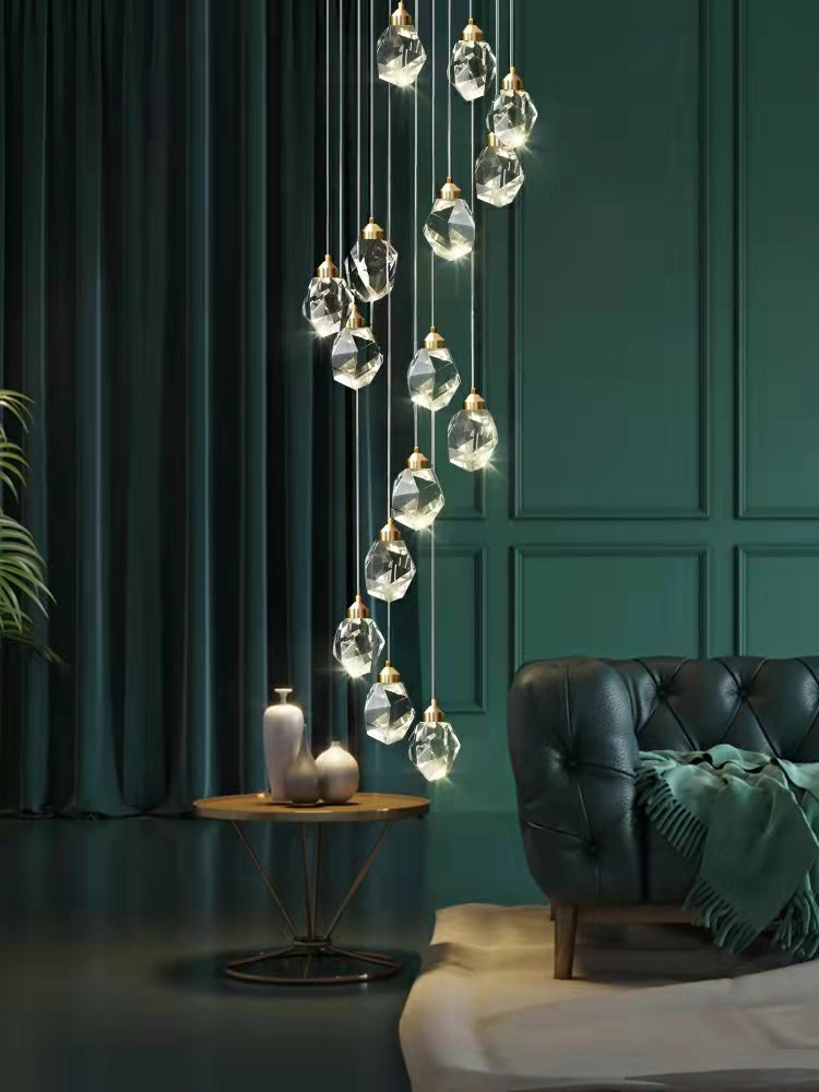 Modern Crystal Chandelier Foyer Living Room Droplight Hall Decoration Lights-MEET LIGHTING