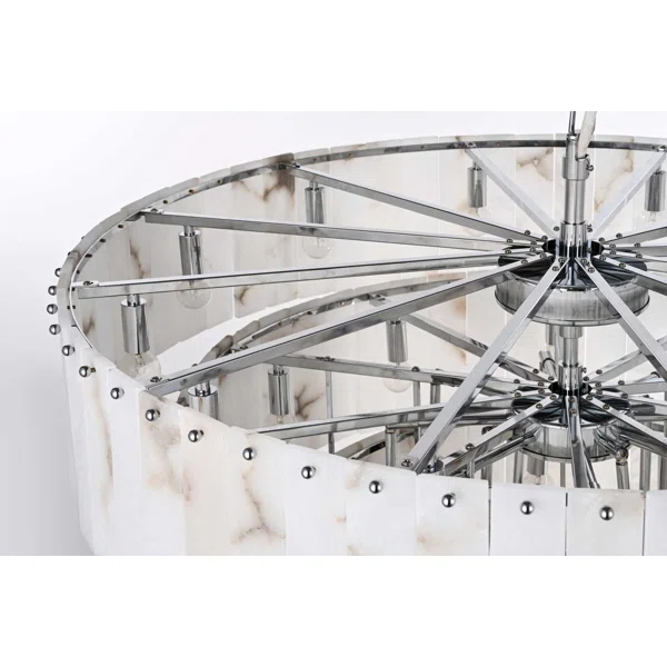 Intisar 40 inch Alabaster Chandelier in Satin Gold