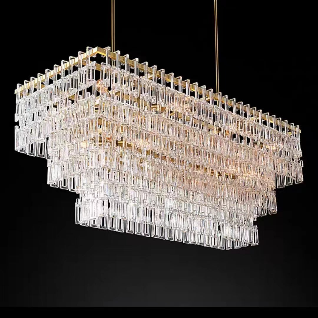 Extra Large Multi-layer Round/ Rectangle Crystal Ceiling Chandelier for Living/ Dining Room-MEET LIGHTING