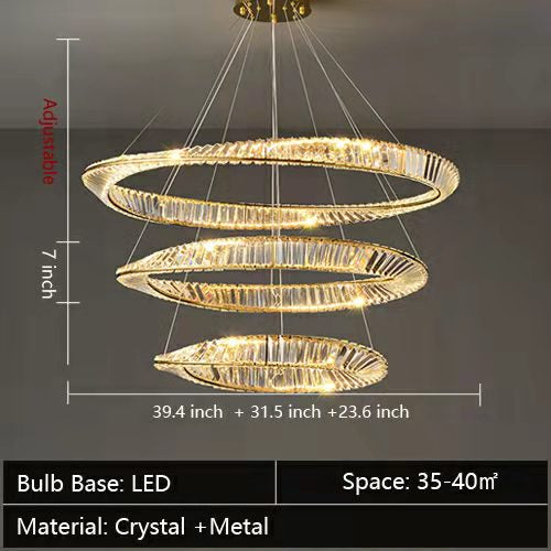 Ring Crystal Chandelier Luxury Living/ Dining Room Ceiling Lamp Bedroom Light-MEET LIGHTING