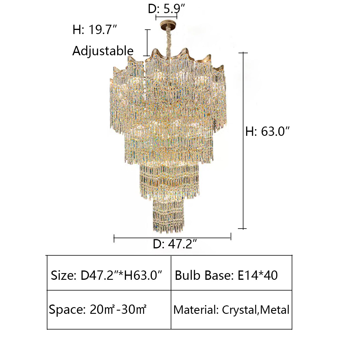 Extra Large Luxury Multi-tiered Crystal Chandelier in Gold Finish for Foyer/Staircase-MEET LIGHTING