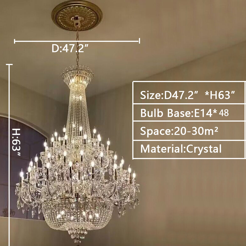 Extra Large European-style Multi-layers Candle Luxury Crystal Chandelier Gold Art Foyer/Staircase Decorative Light Fixture-MEET LIGHTING