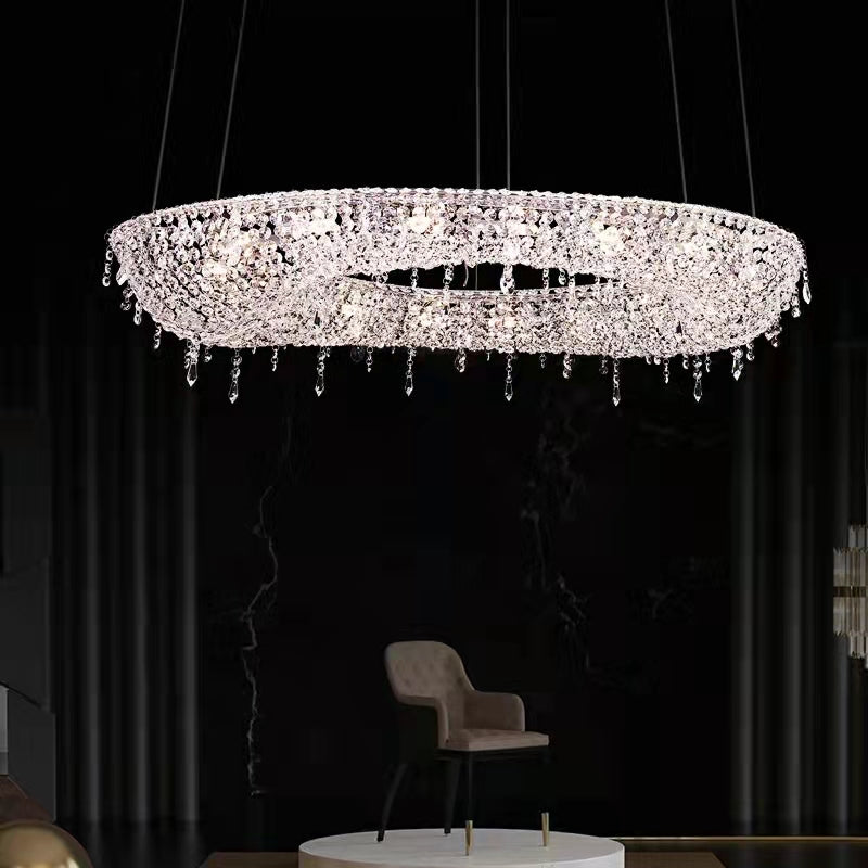 Unique Foyer Crystal Chandelier Luxury Hallway Ceiling Lamp Living Room Hanging Light Decor for Entryway-MEET LIGHTING