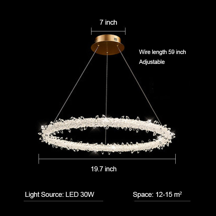 Modern 3-Ring Halo Crystal Chandelier for Living Room/Bedroom-MEET LIGHTING