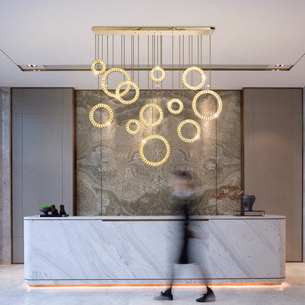 Modern Multi Gold Donuts Shape Crystal Chandelier Ring Round Light Fixture for Foyer Staircase/ Living Room/ Bar/ Hotel Lobby/ Entryway/ LOFT-MEET LIGHTING