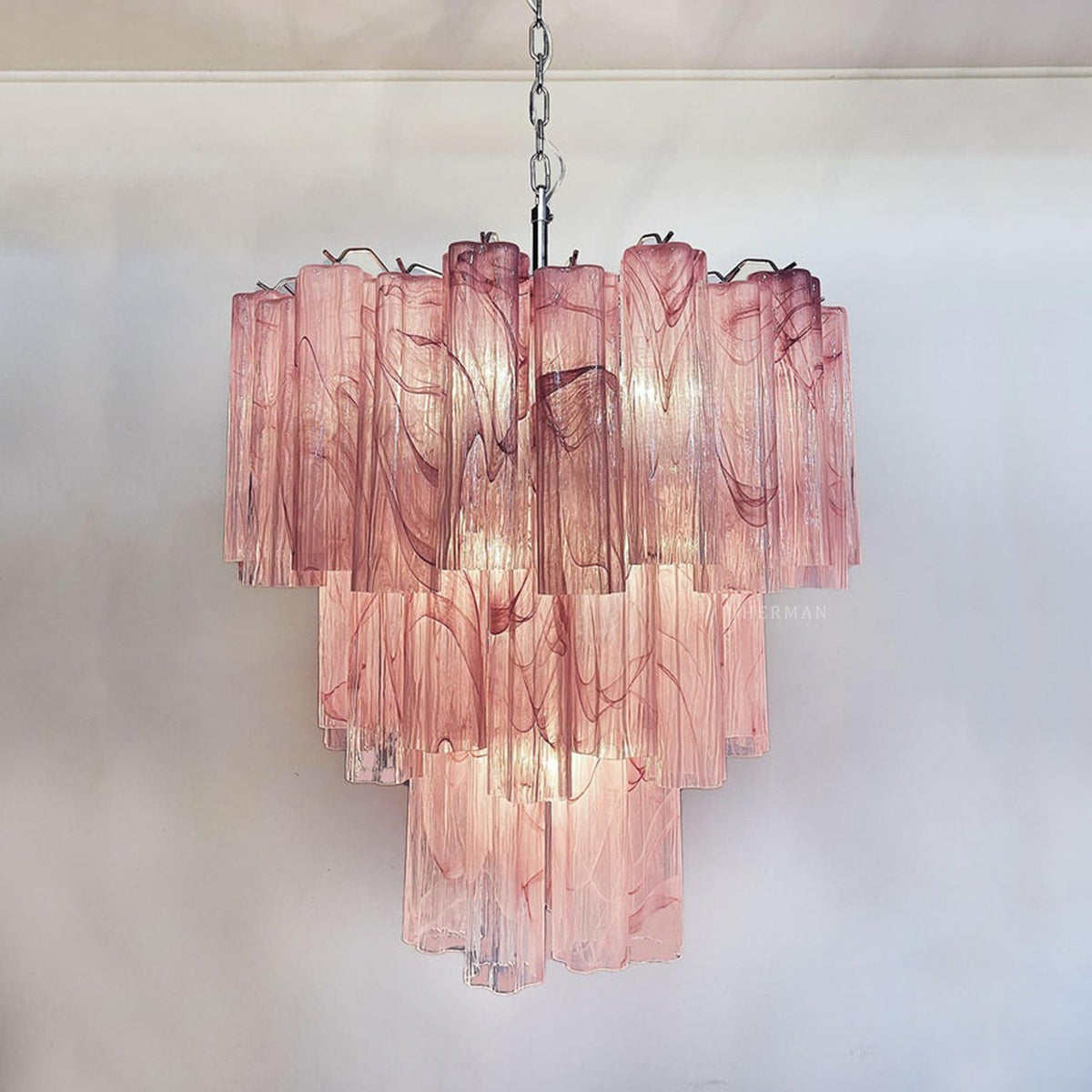 Murano Chandelier – 48 tubes – Alabaster Pink