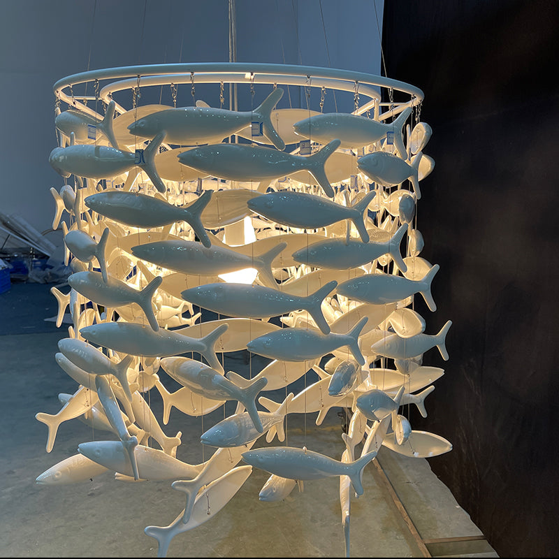 Porcelain Fish Shape Dining Table Chandelier-MEET LIGHTING