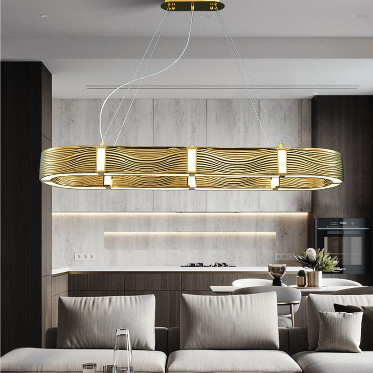 Nordic Light Luxury Chrome/Gold 0-shaped Chandelier for Living/Dining Room-MEET LIGHTING