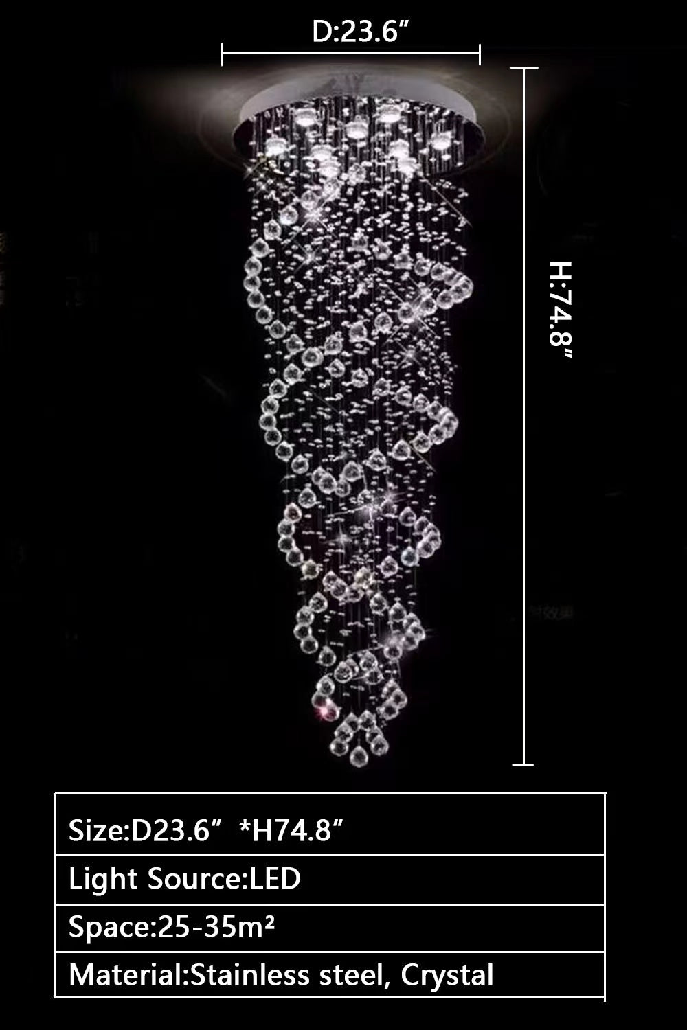 New Trend Spiral Crystal Chandelier For Staircase-MEET LIGHTING