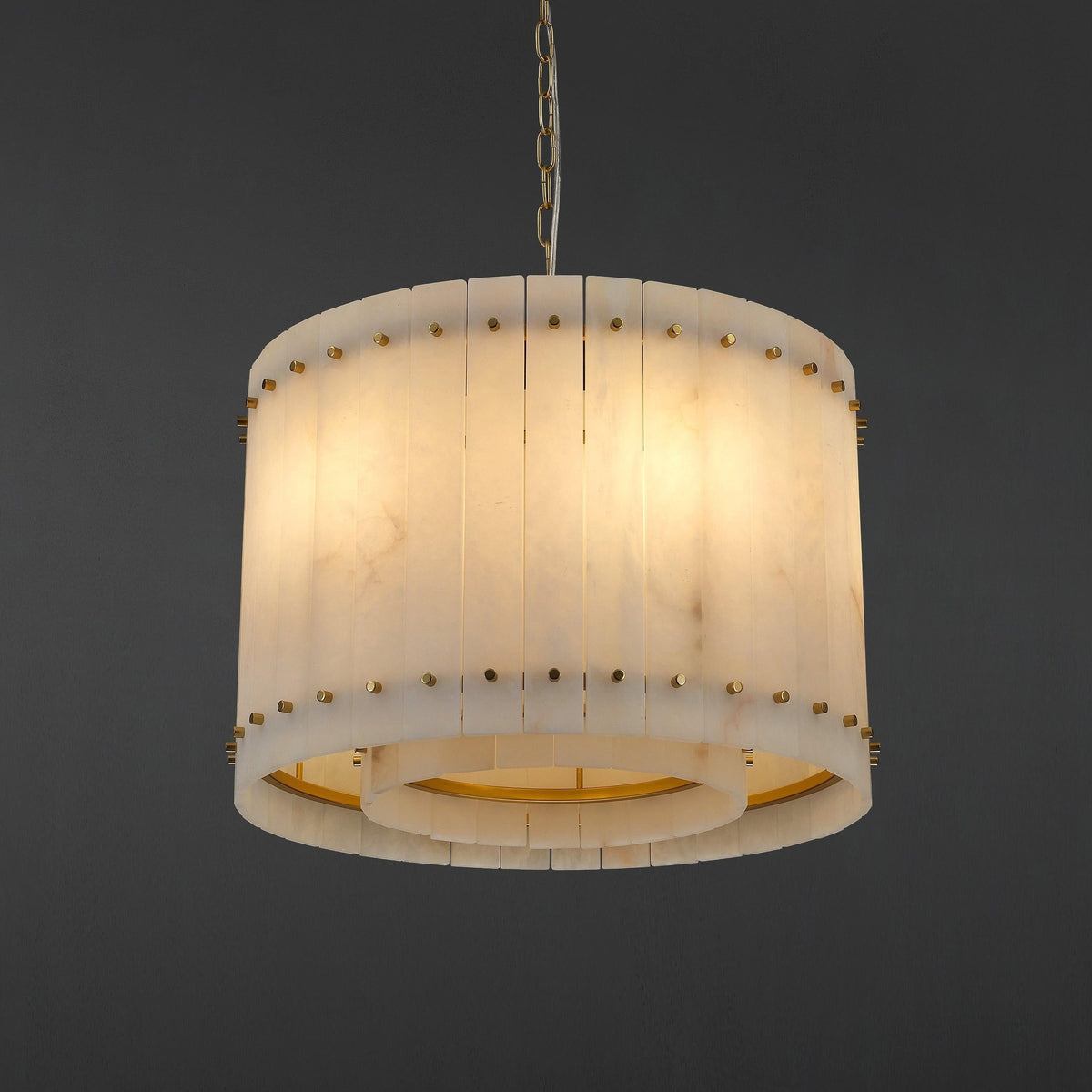 Santa 22 Inch Alabaster Round Chandelier