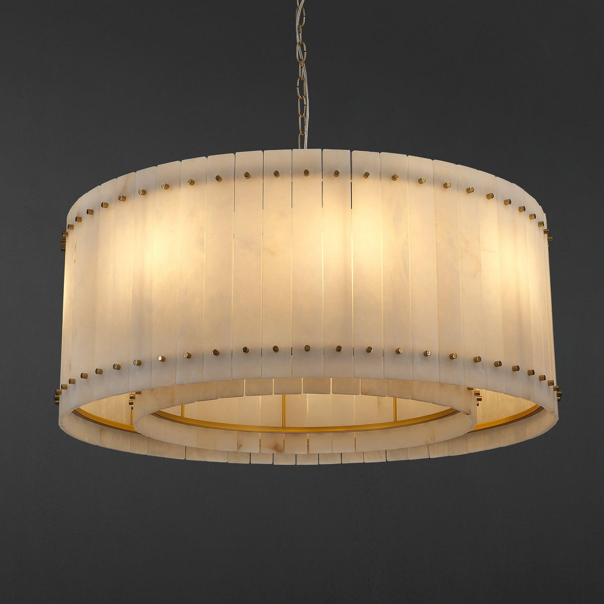 Santa 37 Inch Alabaster Round Chandelier