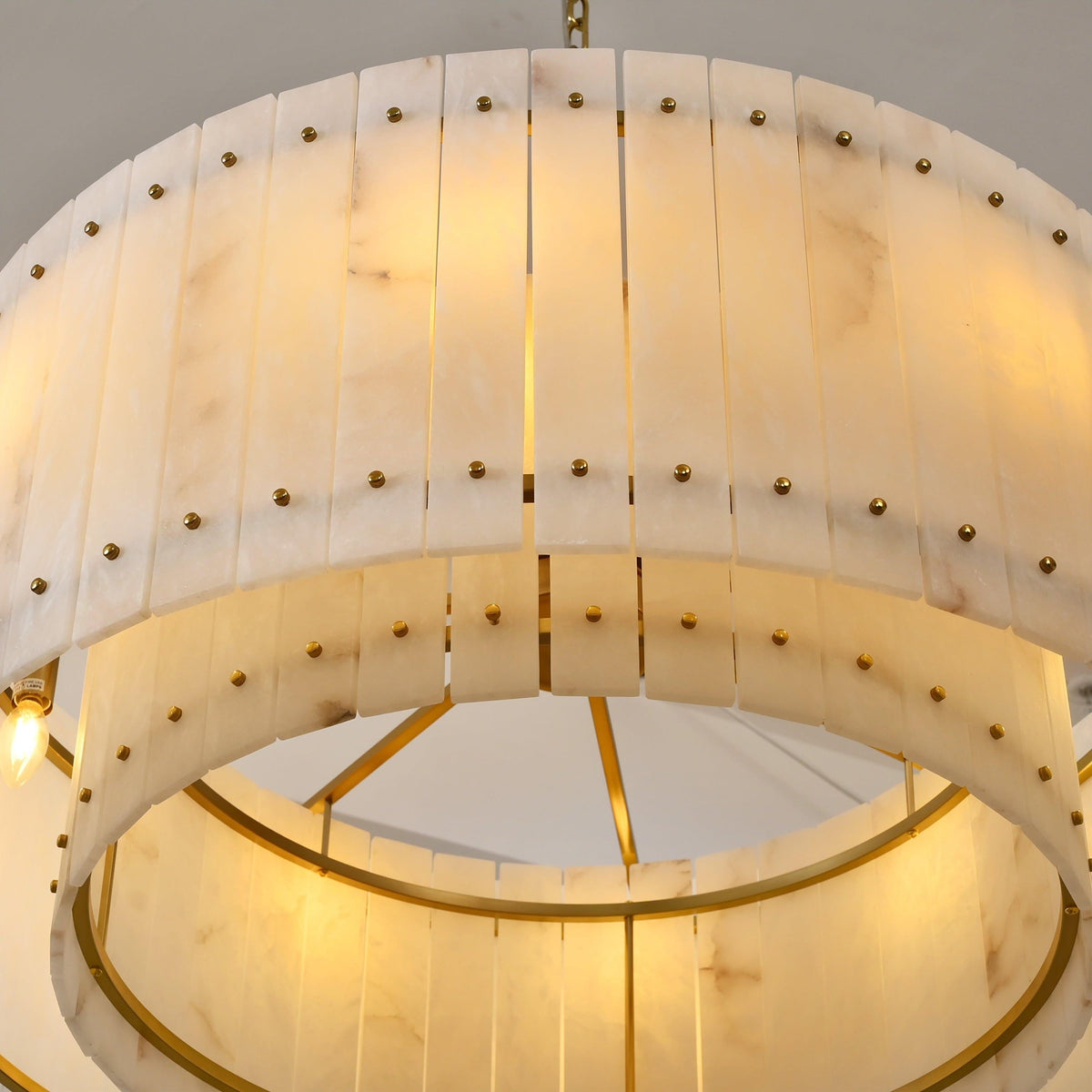 Santa 37 Inch Alabaster Round Chandelier