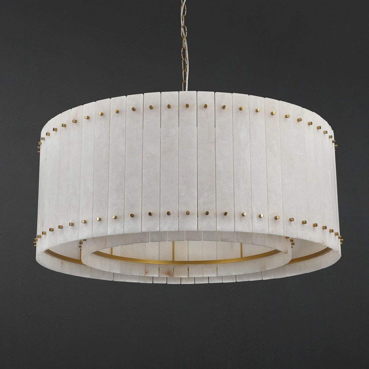 Santa 37 Inch Alabaster Round Chandelier