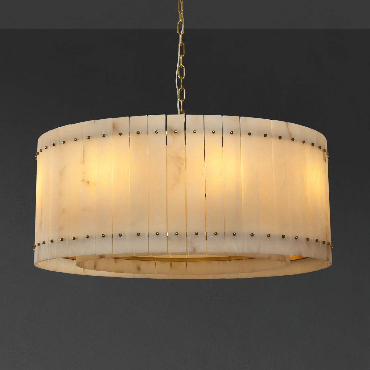 Santa 37 Inch Alabaster Round Chandelier