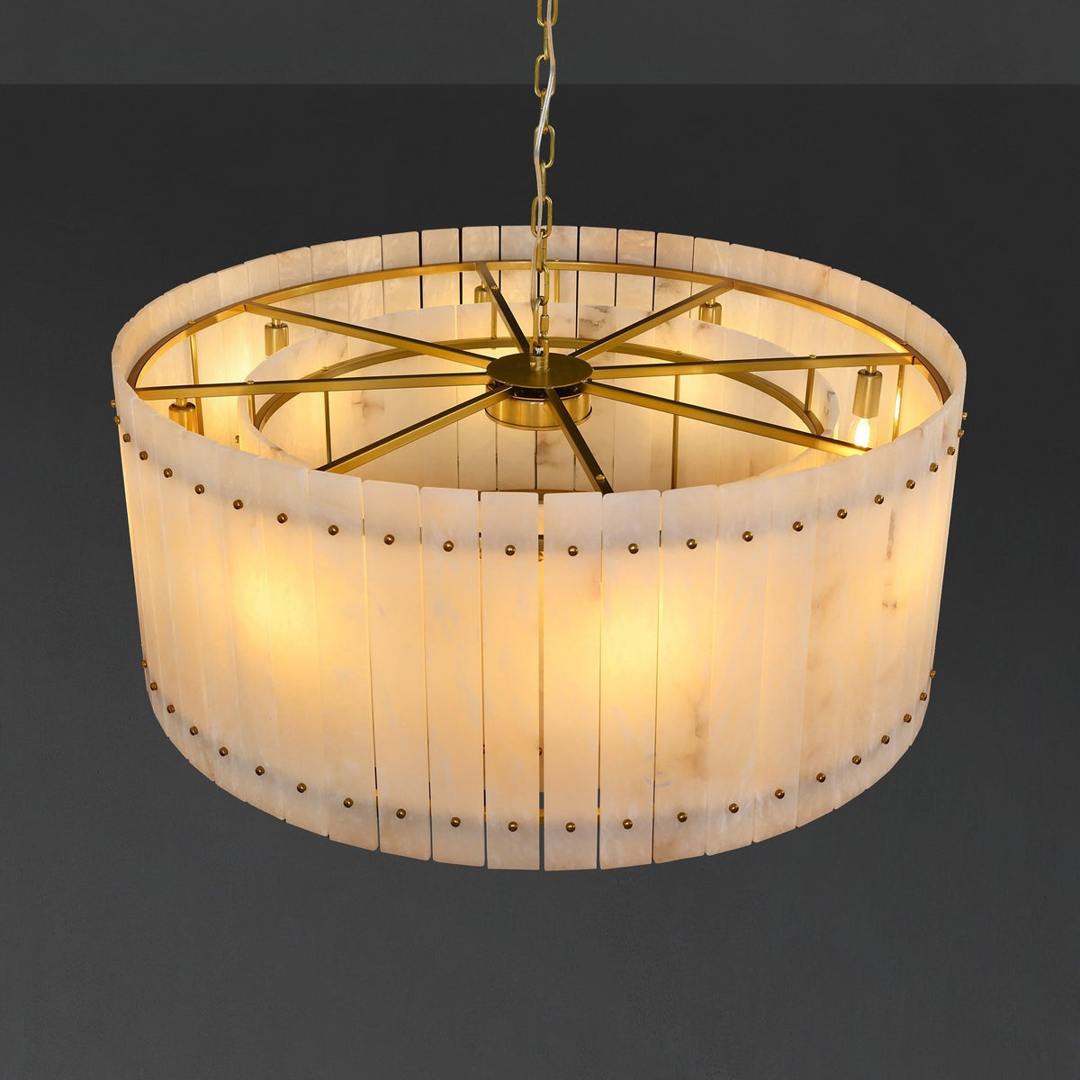Santa 37 Inch Alabaster Round Chandelier