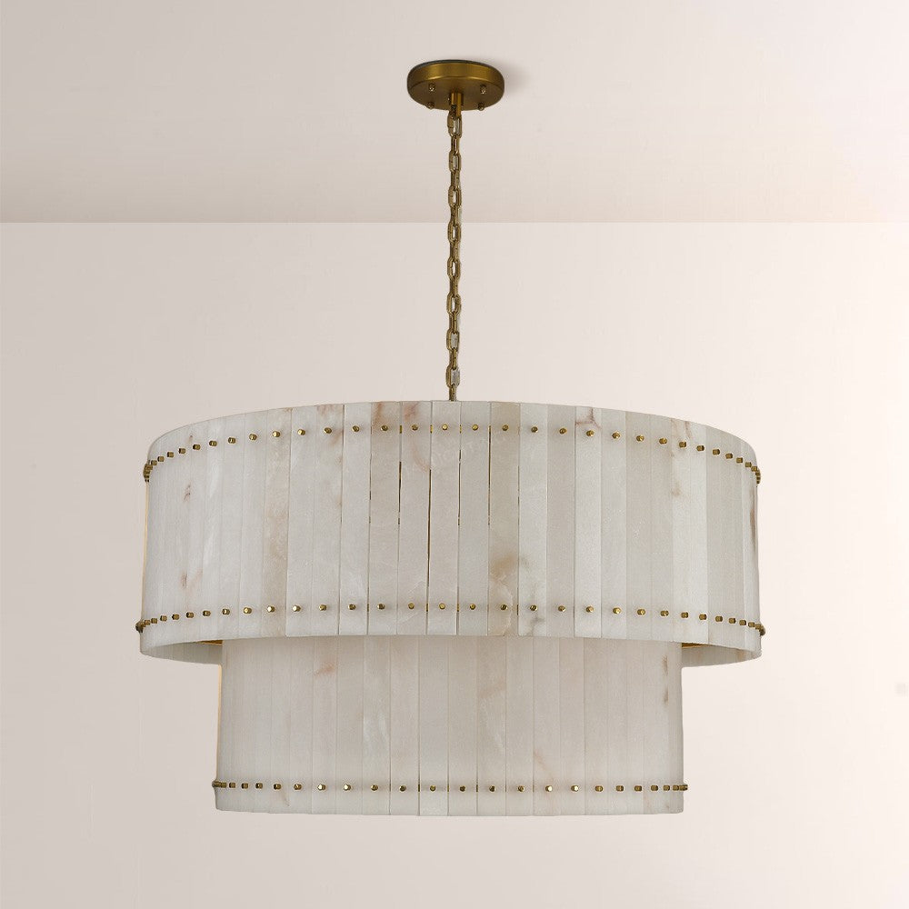 Santa 48 Inch Alabaster Two-Tier Chandelier