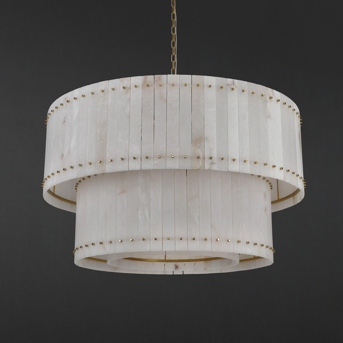 Santa 48 Inch Alabaster Two-Tier Chandelier