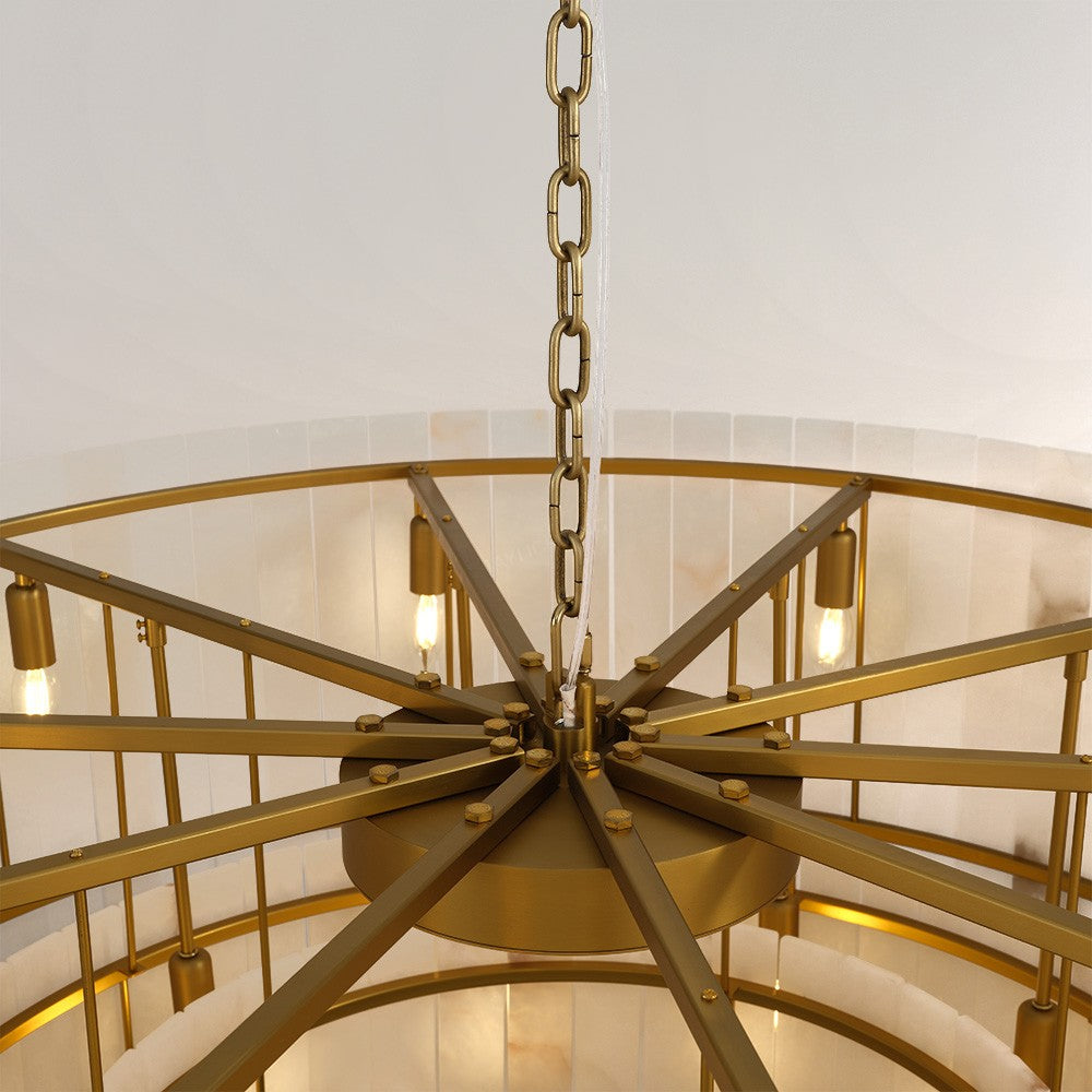 Santa 48 Inch Alabaster Two-Tier Chandelier