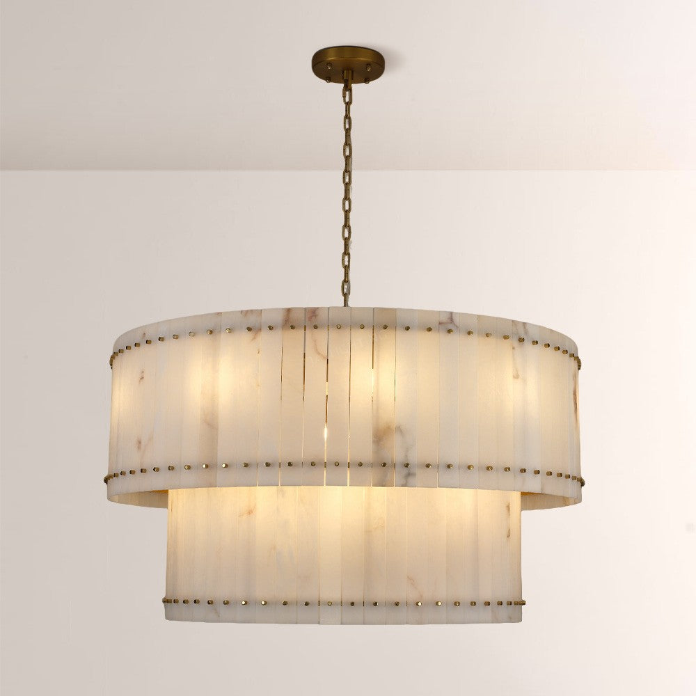 Santa 48 Inch Alabaster Two-Tier Chandelier