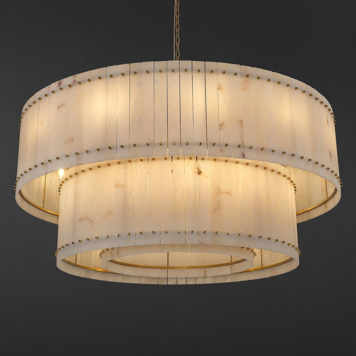 Santa 60 Inch Alabaster Two-Tier Chandelier