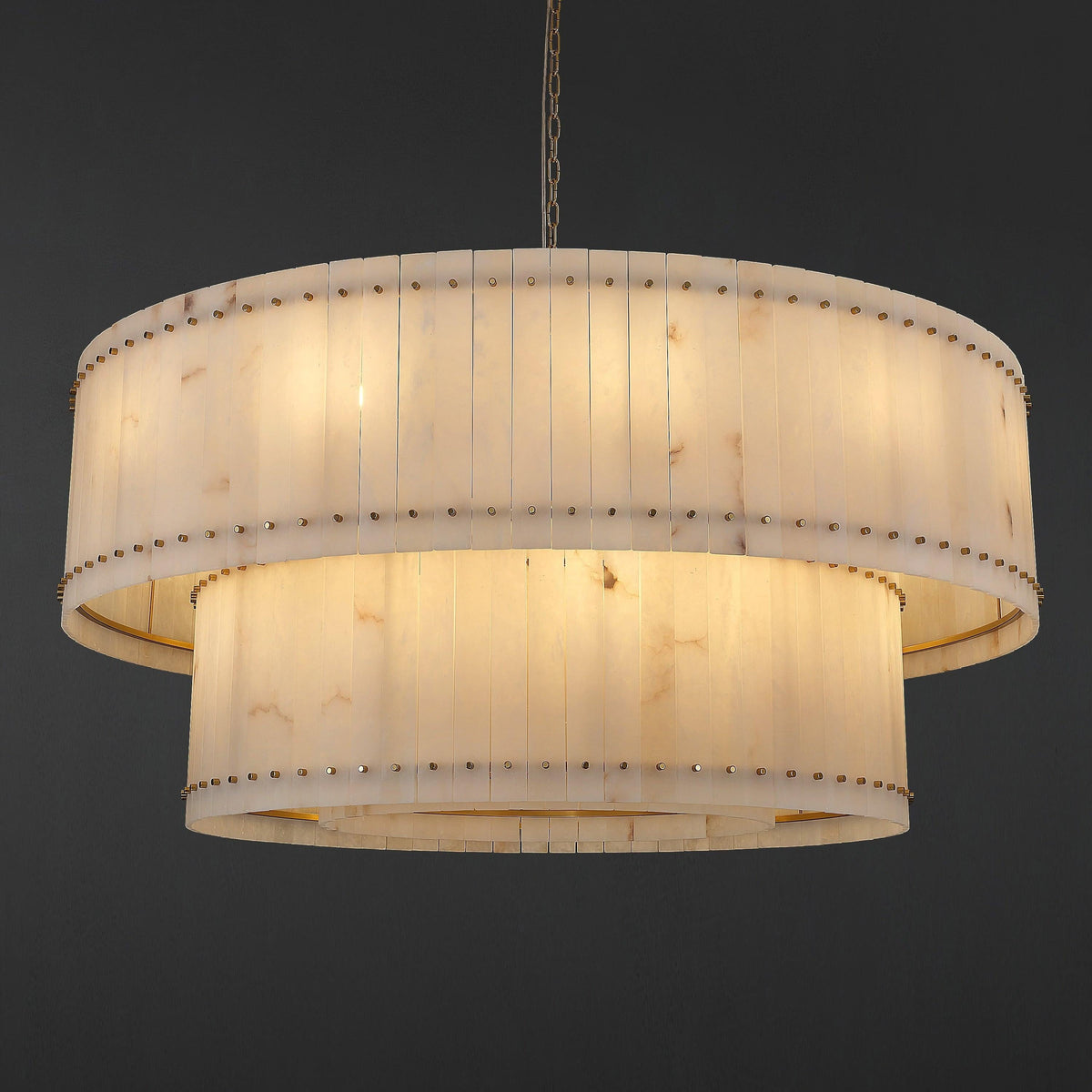 Santa 60 Inch Alabaster Two-Tier Chandelier