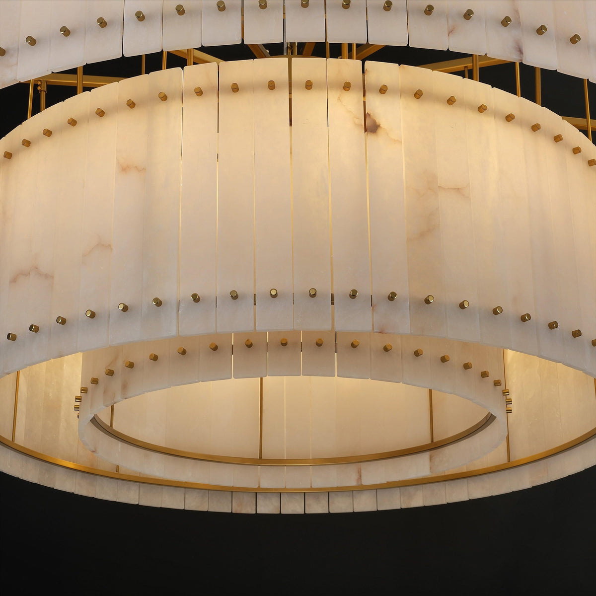 Santa 60 Inch Alabaster Two-Tier Chandelier