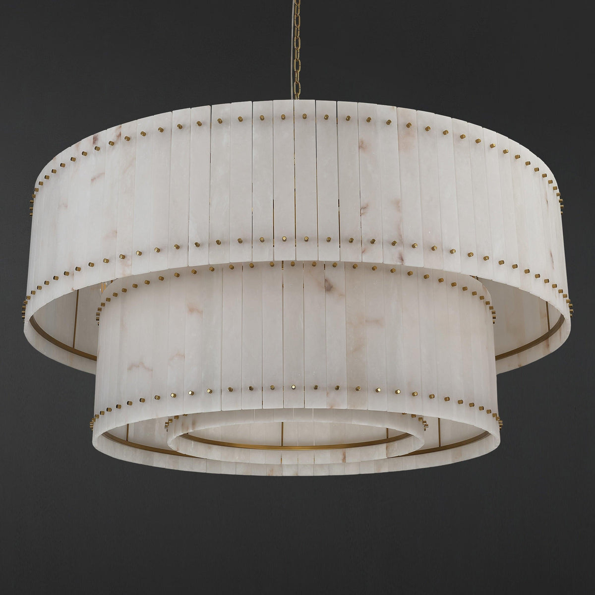 Santa 60 Inch Alabaster Two-Tier Chandelier