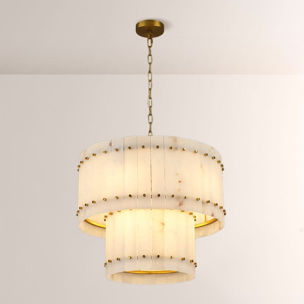 Santa 22 Inch Alabaster Two-Tier Chandelier