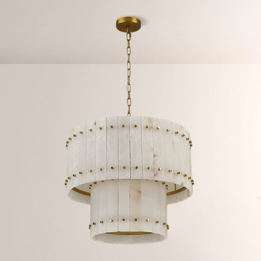 Santa 22 Inch Alabaster Two-Tier Chandelier