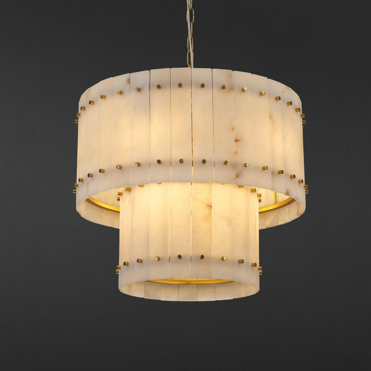 Santa 22 Inch Alabaster Two-Tier Chandelier