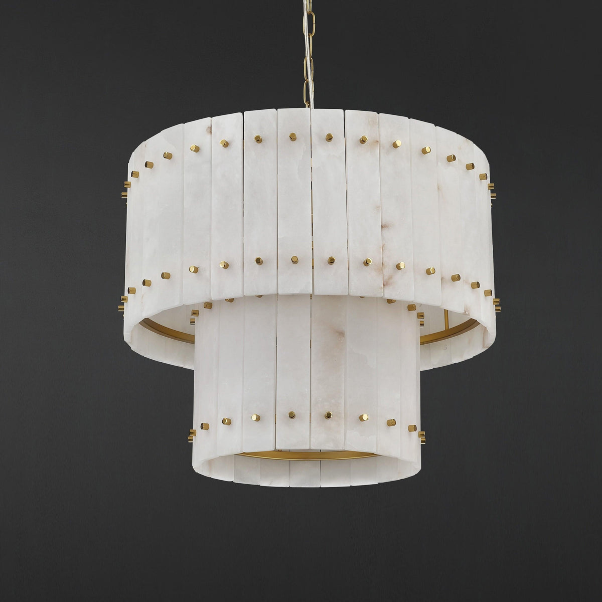 Santa 22 Inch Alabaster Two-Tier Chandelier