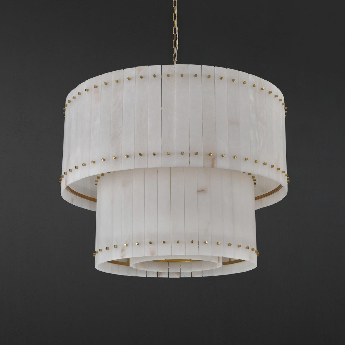Santa 37 Inch Alabaster Two-Tier Chandelier