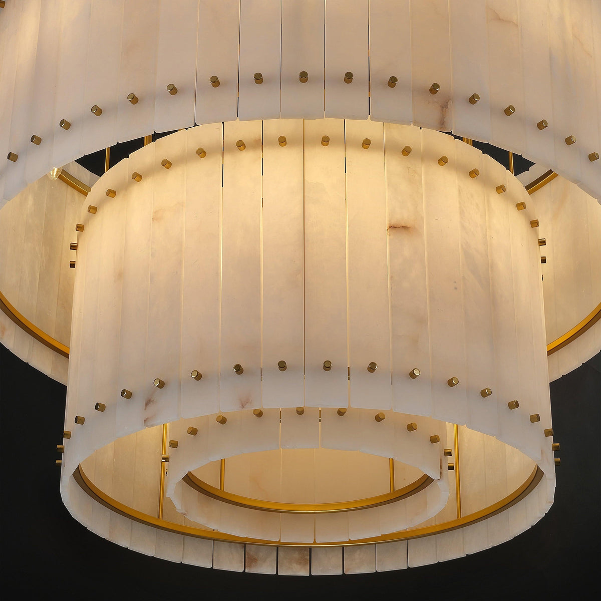 Santa 37 Inch Alabaster Two-Tier Chandelier