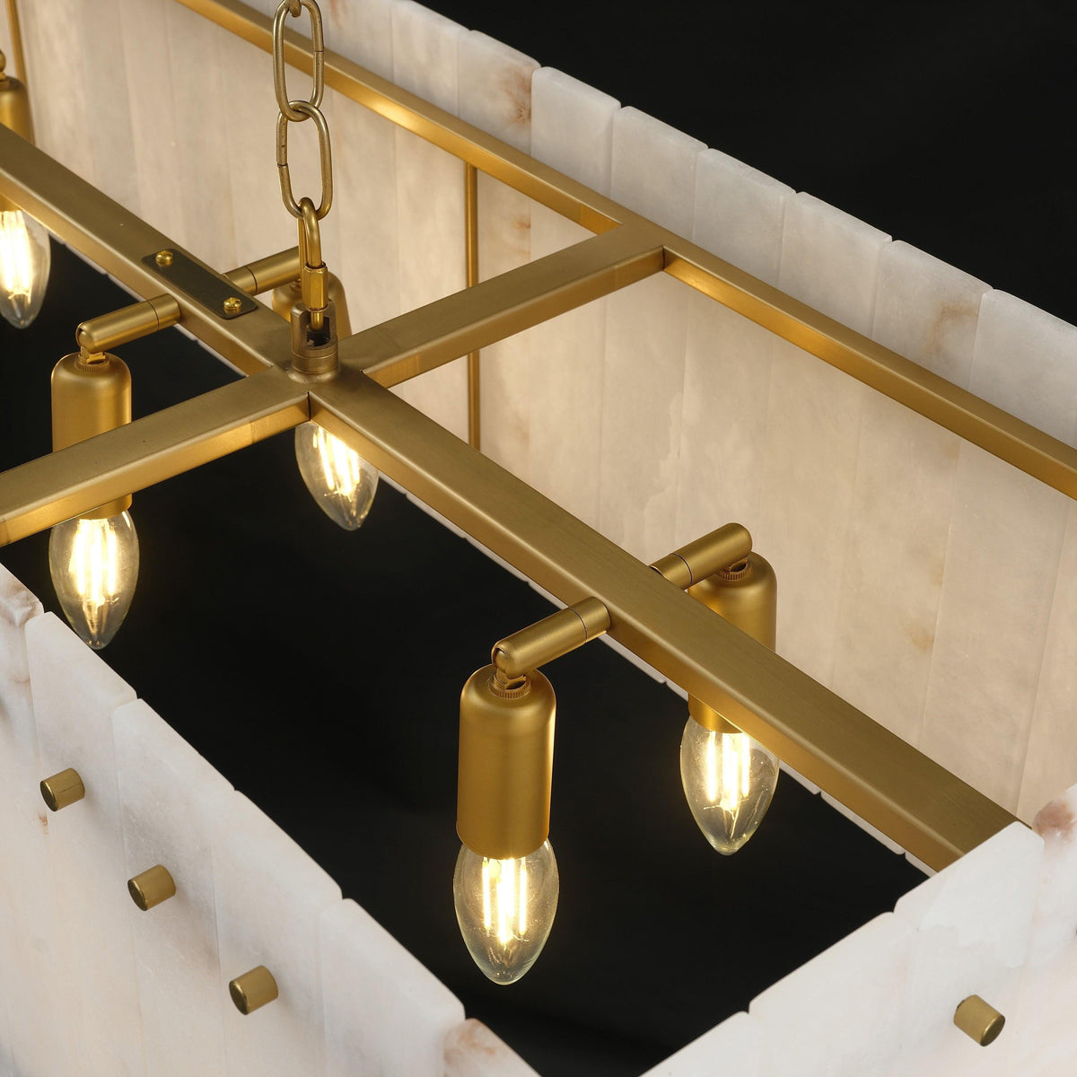 Santa 54 Inch Alabaster Rectangular Chandelier