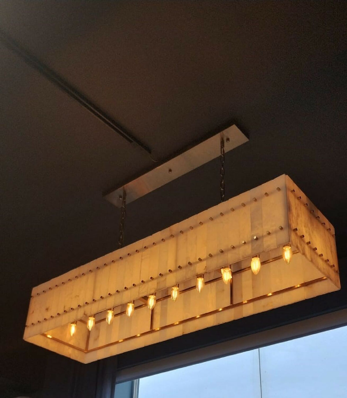 Santa 54 Inch Alabaster Rectangular Chandelier